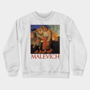 Peasant Woman with Buckets and a Child by Kazimir Malevich Crewneck Sweatshirt